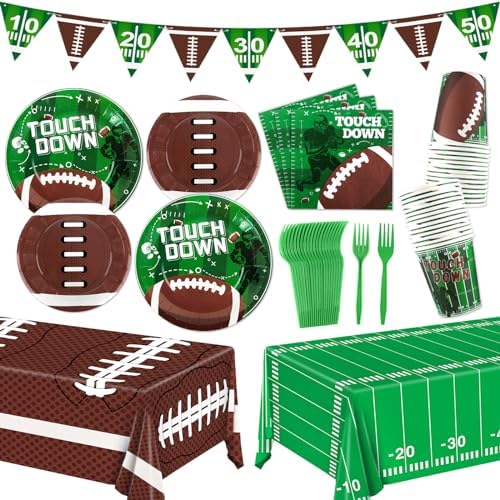 Football Party Supplies Set Serves 24