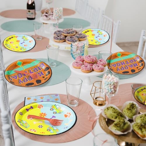 Dog Paw Party Plates - 96PCS Birthday Supplies Set