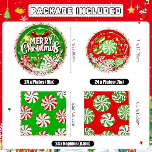 183Pcs Candy Cane Christmas Party Tableware Set