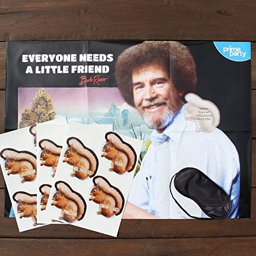 Prime Party Bob Ross Pin The Squirrel Game for 12 Players