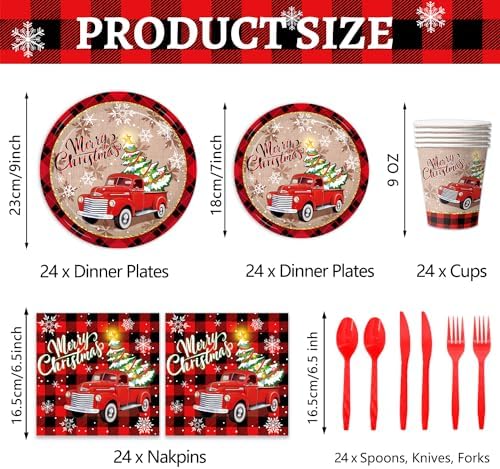 Christmas Paper Plates and Napkins Set for 24 Guests