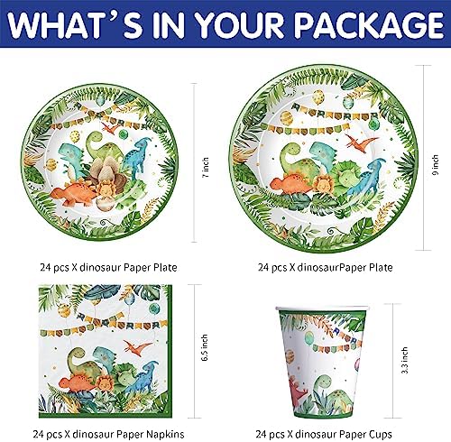 Dinosaur Party Supplies - 24 Piece Tableware Set