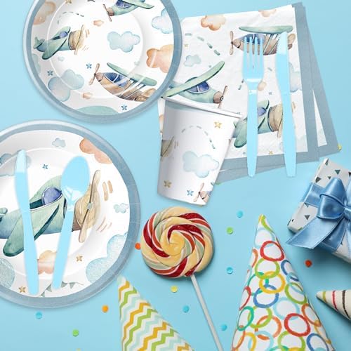 Hipvvild Airplane Birthday Party Supplies Set for 24 Guests