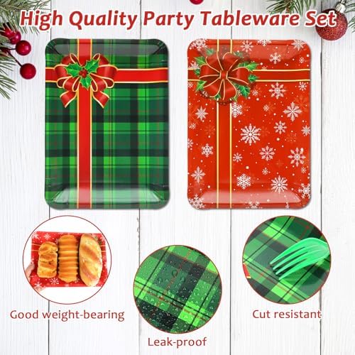 50 Count Christmas Disposable Plates with Gift Box Design