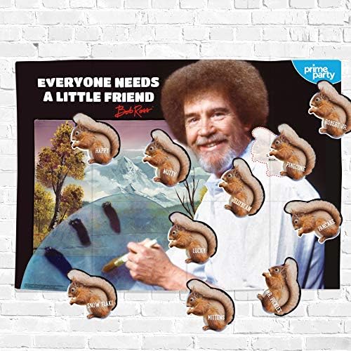 Prime Party Bob Ross Pin The Squirrel Game for 12 Players