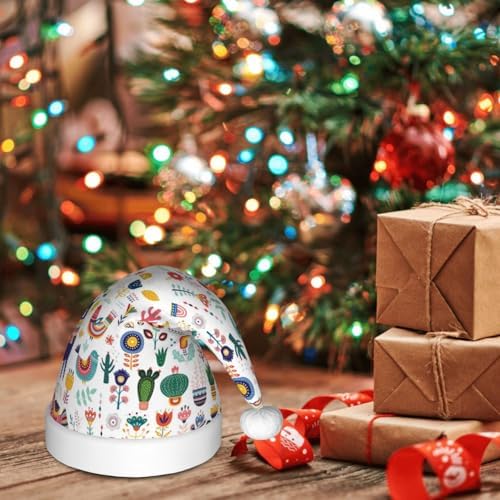 Salelf Alpaca Flower Santa Hat for Kids Baby Christmas Headwear