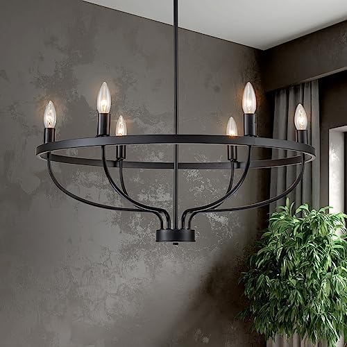 6 Light Black Chandelier with Rustic Design