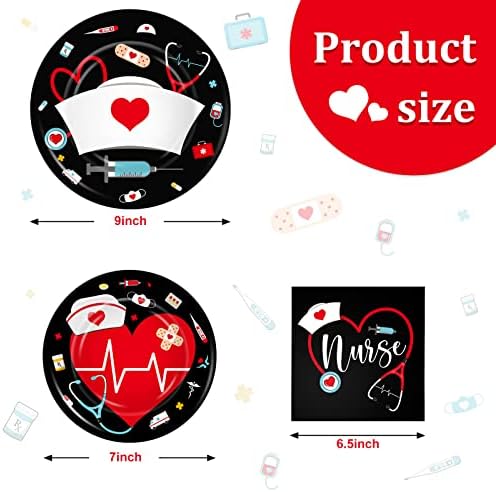 200 Pcs Graduation Nurse Party Plates and Napkins Set