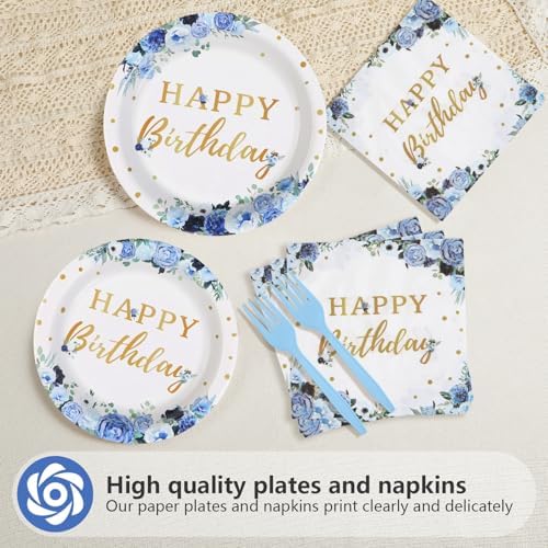 Grencian Blue Flower Party Tableware Set 96 Pcs for 24 Guests