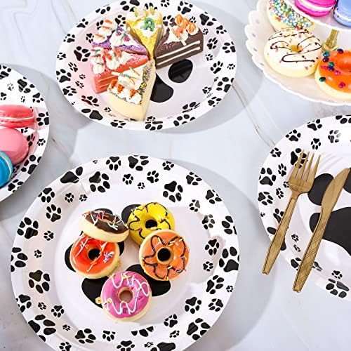Whaline 100 Pcs Dog Paw Paper Plates 9 Inch