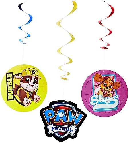 Amscan Paw Patrol Swirl Decorations 6 Pcs