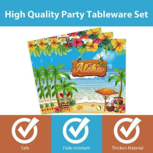 Tevxj 96PCS Hawaiian Aloha Party Plates Set for 24 Guests