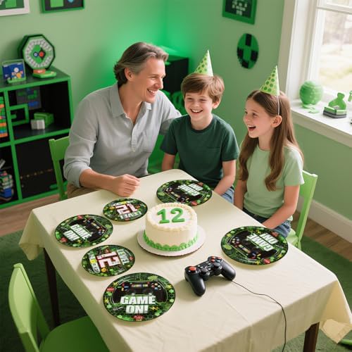 Grencian 96Pcs Gaming 12th Birthday Party Tableware Set