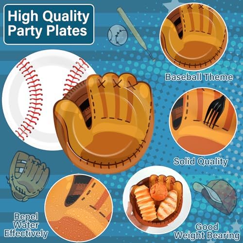 100Pcs Baseball Themed Paper Plates for Birthday Party