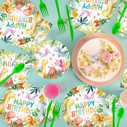 Dinosaur Birthday Party Tableware Set for 24 Guests