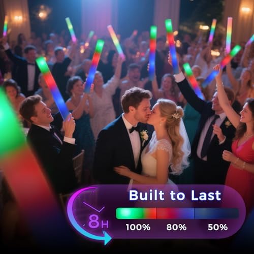 LovesTown 20PCS LED Glow Sticks with 3 Modes and 10 Acrylic Pens