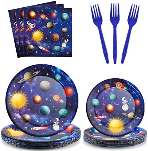Space Theme Party Tableware Set for 24 Guests