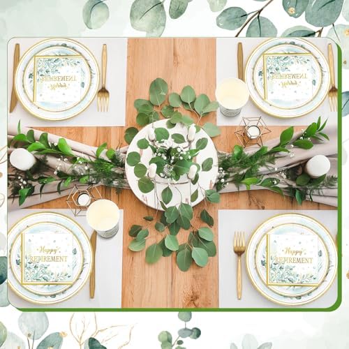 Yungyan 252 Pcs Sage Green Retirement Party Tableware Set