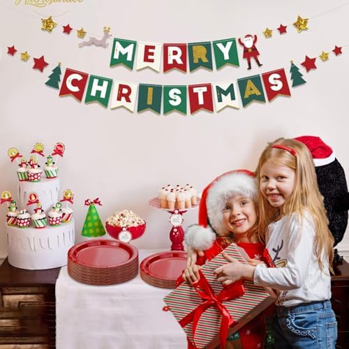 50 Pcs Red Paper Plates 9 Inch Christmas Party Plates