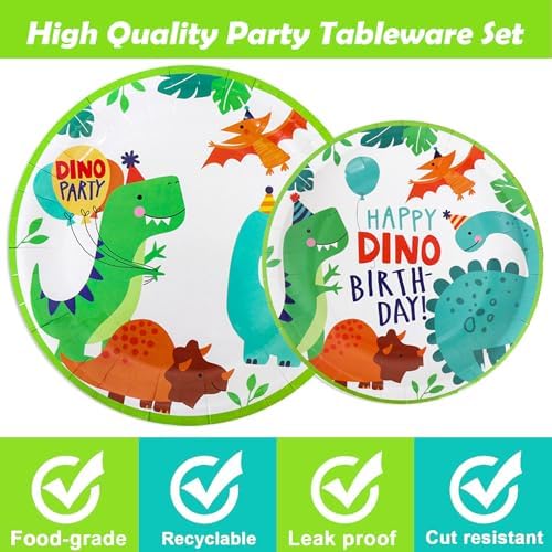 96 Pcs Dinosaur Party Set for 24 Guests