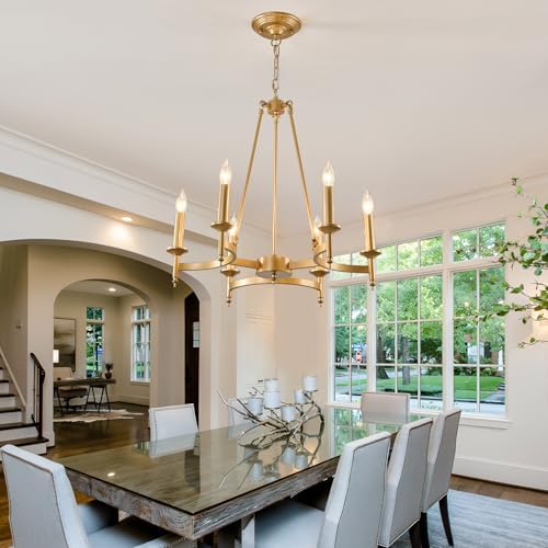 24 Inch Modern Gold Chandelier 6 Light