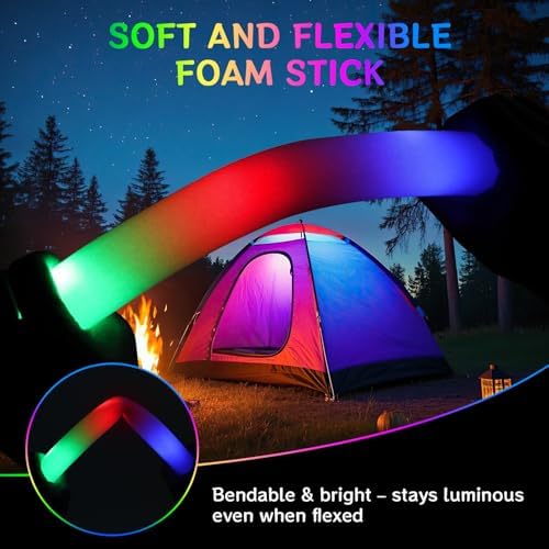 AOWDIAO 100 Pcs 16 Inch Foam LED Glow Sticks
