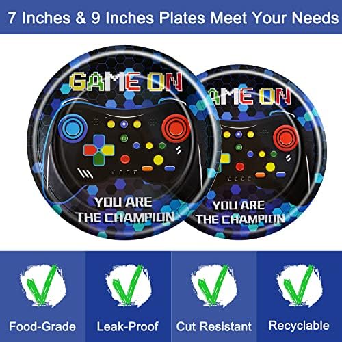 Fesciory 96 Pcs Video Game Party Tableware Set