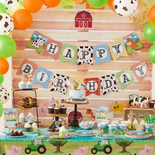 WERNNSAI Farm Plates and Napkins 48PCS Set for 16 Guests