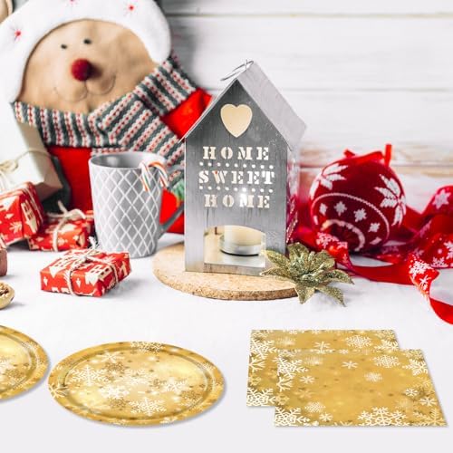 DURYGEN 40Pcs Christmas Snowflake Tableware Set for 20 Guests