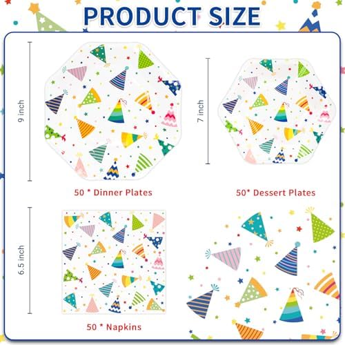 DYLIVeS Hats Off Birthday Plates Napkins Bulk Set 150 Pcs