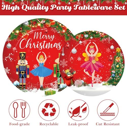 SiliFine 150 Pcs Christmas Tableware Set for 25 Guests