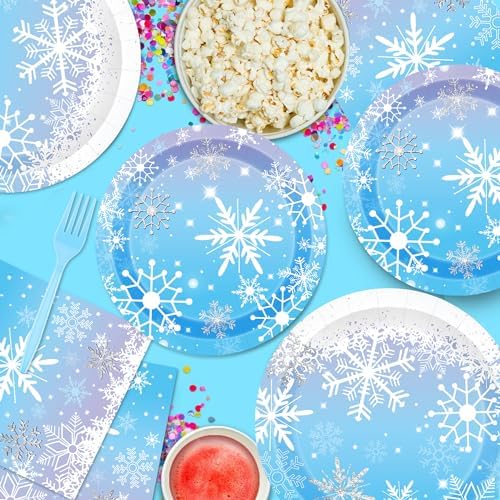 Winter Snowflake Birthday Party Supplies 96 PCS