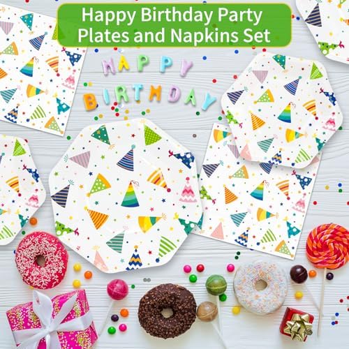 DYLIVeS Hats Off Birthday Plates Napkins Bulk Set 150 Pcs