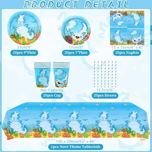 KEFAN Blue Axolotl Party Decorations Set for 20 Guests