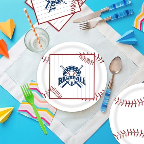 50 Pcs Baseball Party Plates and Napkins for Birthday