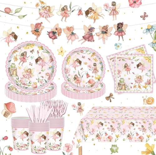 122PCS Fairy Party Supplies for 20 Guests