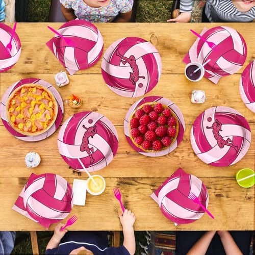 Grencian 96Pcs Volleyball Party Supplies Plates