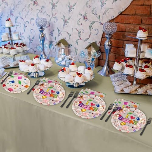 Wiooffen 96 Pcs Book Themed Party Plates Napkins Set for 24 Guests