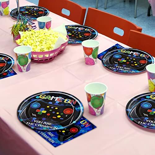 Fesciory 96 Pcs Video Game Party Tableware Set