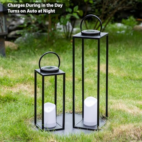 Large Solar Outdoor Lanterns Set of 2
