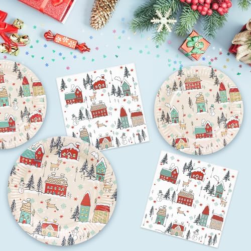 YY 150 Christmas Paper Plates and Napkins Set