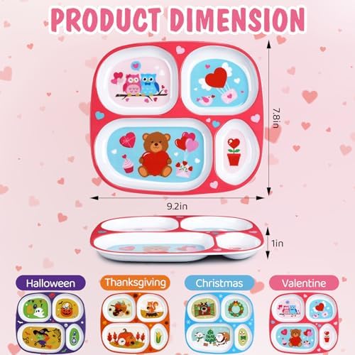 4 Pcs Melamine Plates with Festival Designs for Kids