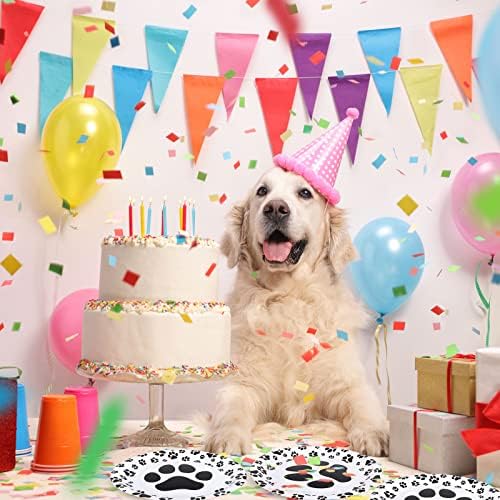 Whaline 100 Pcs Dog Paw Paper Plates 9 Inch