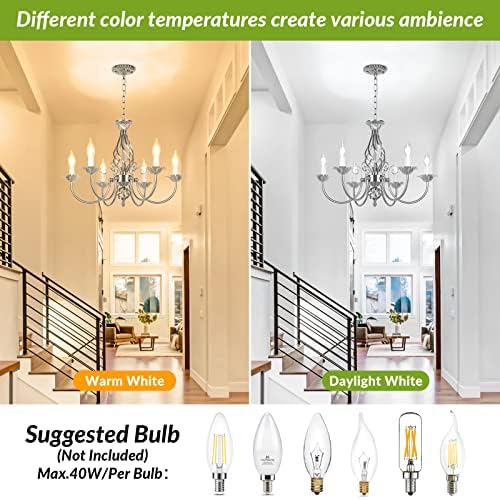 6-Light Farmhouse Candle Chandelier for Living Room Ceiling Light