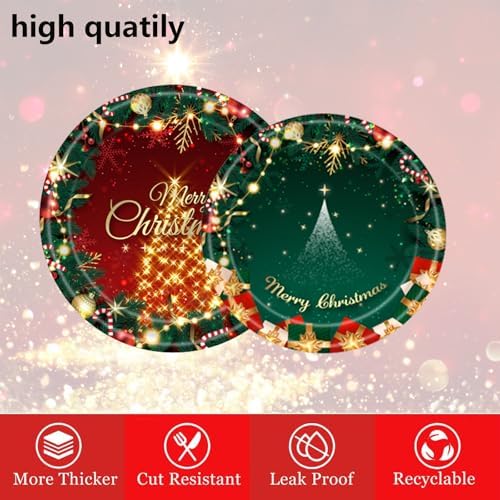 Wexifly Christmas Disposable Plates Set for 16 Guests
