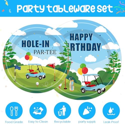 Golf Party Plates Napkins - 24 Guests Set