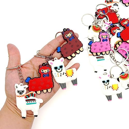 JZK 32 Pcs Cute Alpaca Keyring Set for Kids