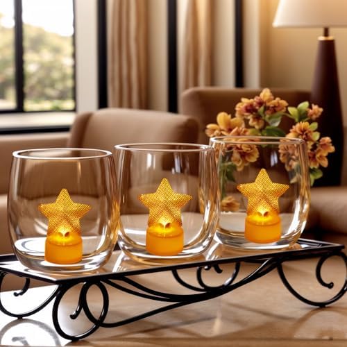 6PCS Star LED Tea Lights Candles for Holiday Decor