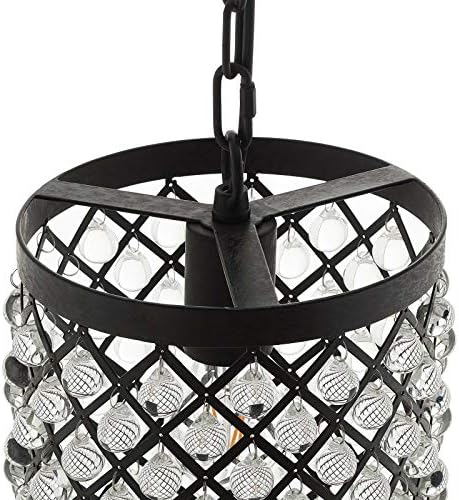 Country Farm Beach Chandelier Pendant Ceiling Light Fixture Black Steel Glass