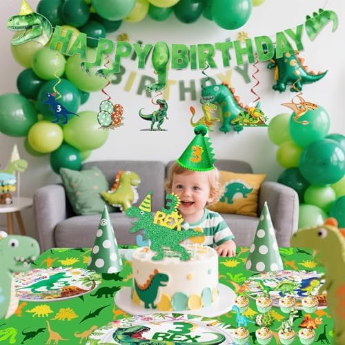 BIGKEOKI 3 Rex Birthday Party Decorations Dino Set